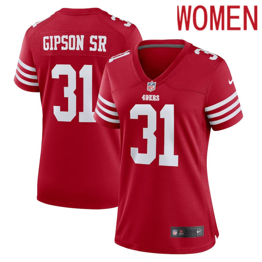 Women San Francisco 49ers 31 Tashaun Gipson Sr. Nike Scarlet Home Game Player NFL Jersey